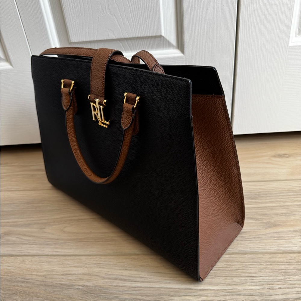 Ralph Lauren Black and Tan Tote Bag